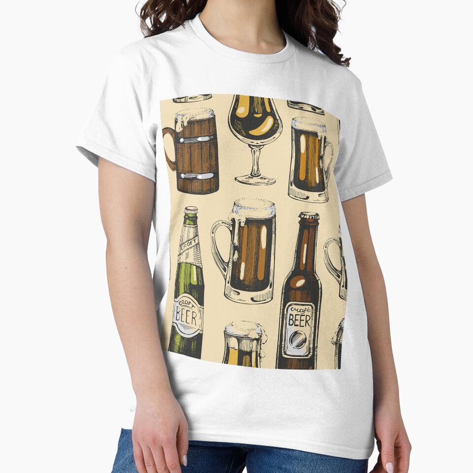 Seamless pattern with color beer icons. Hand drawn elements by Huynhdesign