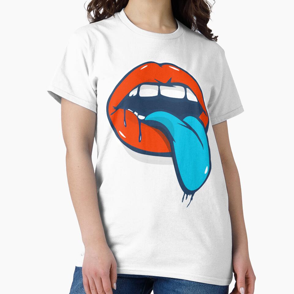 Blue Tongue Mouth Pop Art Bold Red Lips Sticker Gift by CLC54