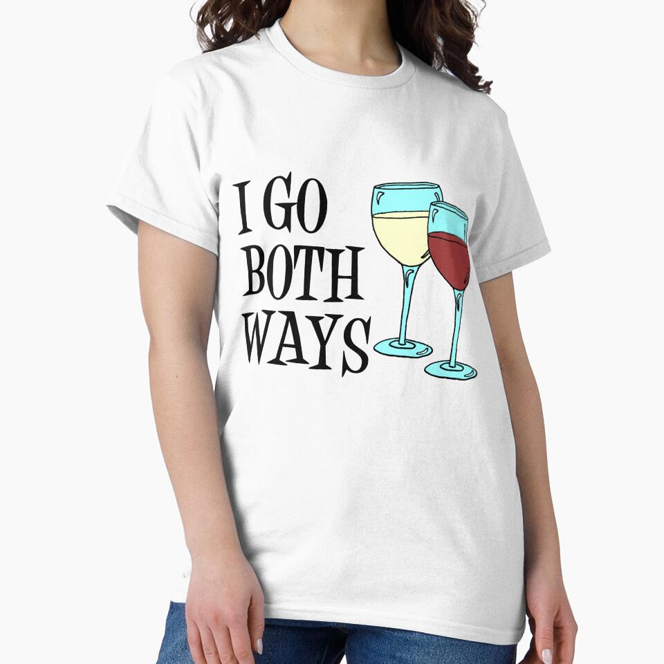 I Go Both Ways White Red Wine Cartoon Glass by jaycartoonist