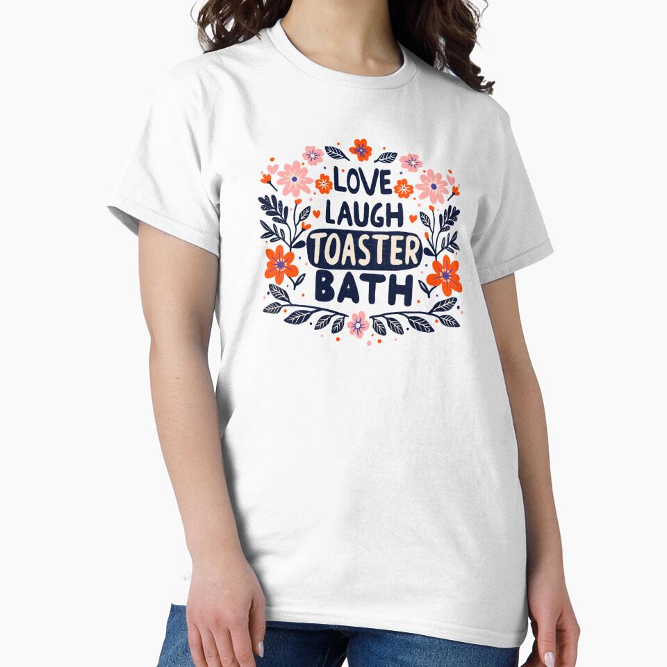 Love, Laugh, Toaster Bath – Dark Humor Red Floral Design by Itouchedabee