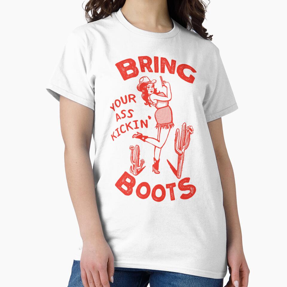 Bring Your Ass Kicking Boots! Cool Retro Cowgirl With A Gun- A Great Gift Idea For Women! by The Whiskey Ginger Design Shop