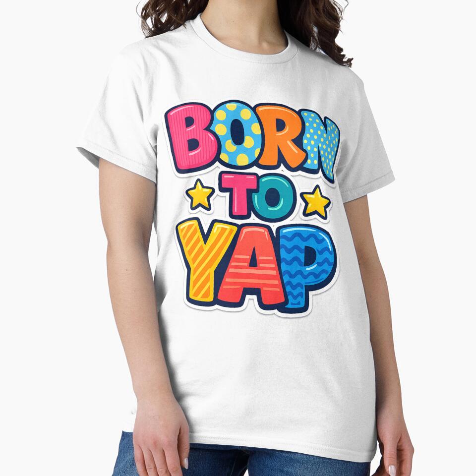 Born To Yap Colorful Retro Bubble Letter Typography by Pawsome Quotes