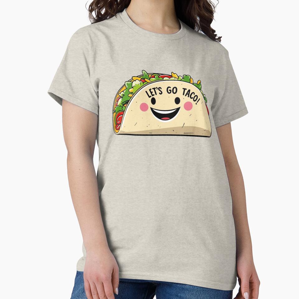 Let’s Go Taco! Cute Smiling Taco Face – Funny Food Pun Design by Dokak Shop