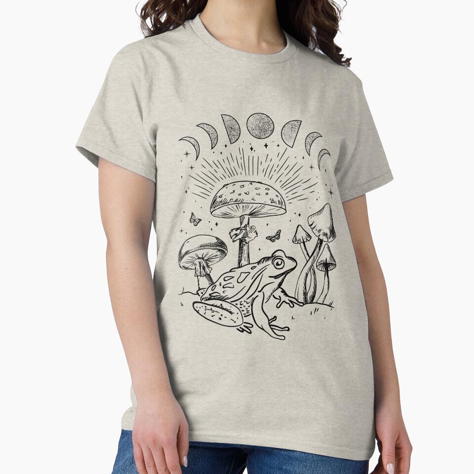 Frog Under Mushroom: Goblincore Cottagecore Aesthetic, Goth Mystical Edgy Alternative Look, Fungi Butterfly Toad in Psychedelic Forest Nature by MinistryOfFrogs