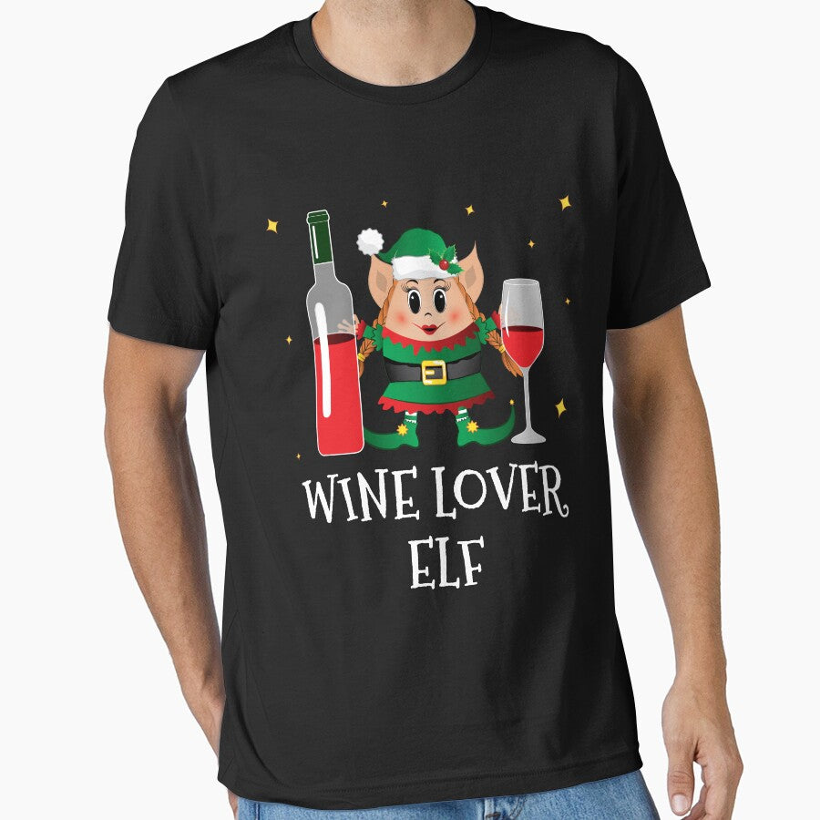 Christmas Wine Lover Elf Drinking Funny Cute Party Elf by ZNOVANNA