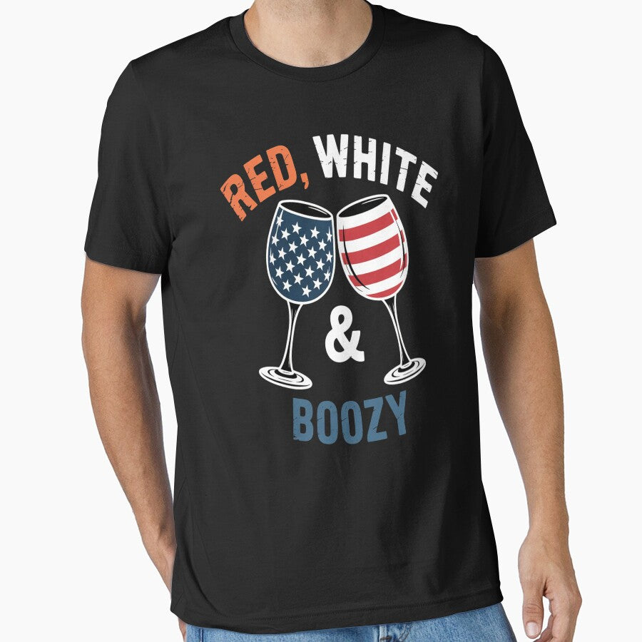 Red Wine 4th of July wine Red White & Boozy Wine Glasses by StuffNestie