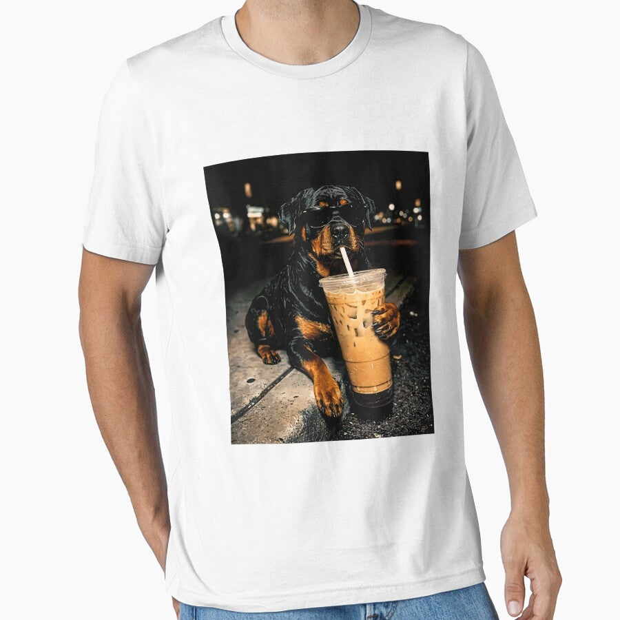 Funny Rottweiler Metzgerhund Drinking Iced Coffee Lover Dog by RDGNR