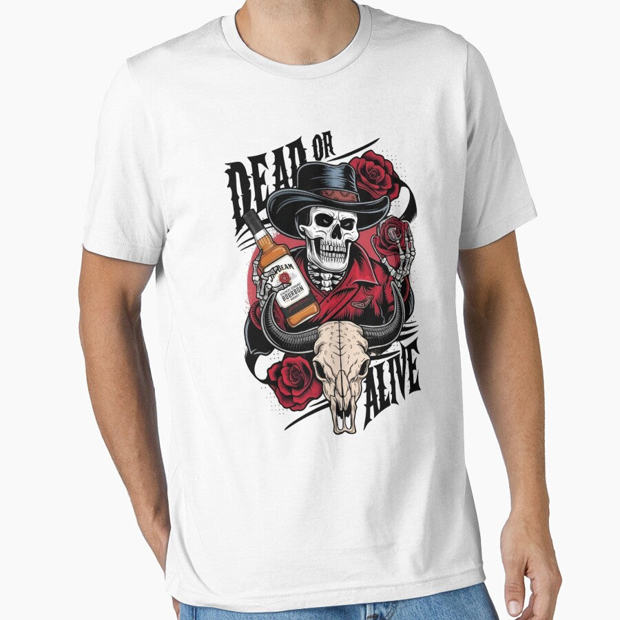 Skeleton Cowboy with Jim Beam & Roses - Wild West Gothic Art by  The Midnight Library - Book Lover Gifts & Kindle Accessories