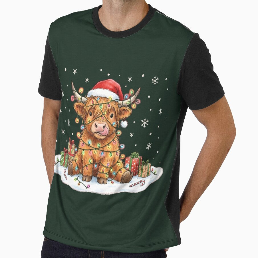 Christmas Highland Cow - Moo-rry Christmas Funny Santa Hat by Abdeelol