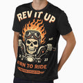 Motorcycle Skull Rev It Up T-Shirt by Matinez Pink