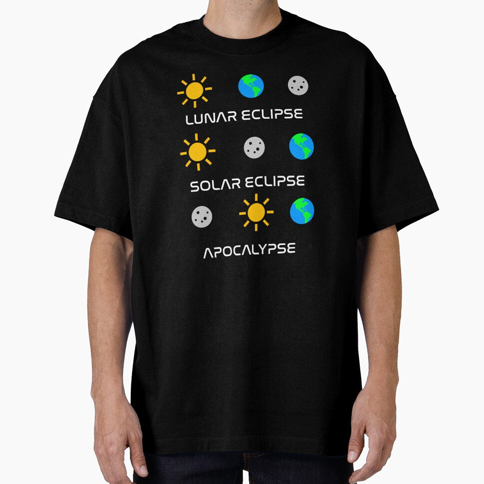 Funny Nerdy Lunar Eclipse Solar Eclipse Apocalypse Moon Sun Earth Science Teacher White Text by MathWare MathClips