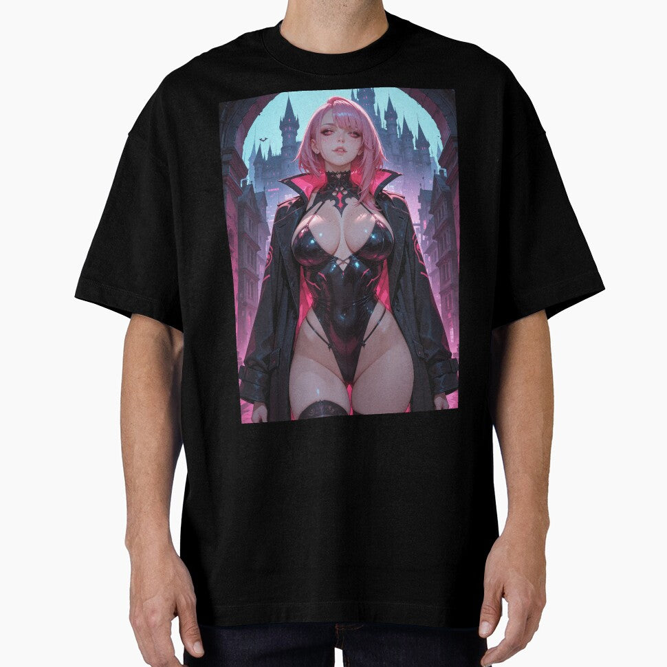 Anime waifu vampire cyberpunk with pink hair by Planet Utoppia
