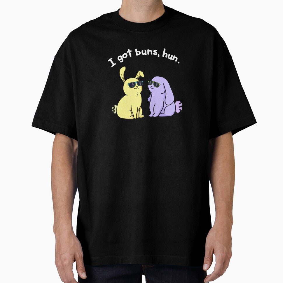 I Got Buns Hun Funny Bunny Rabbit Pun (Dark BG) by punnybone