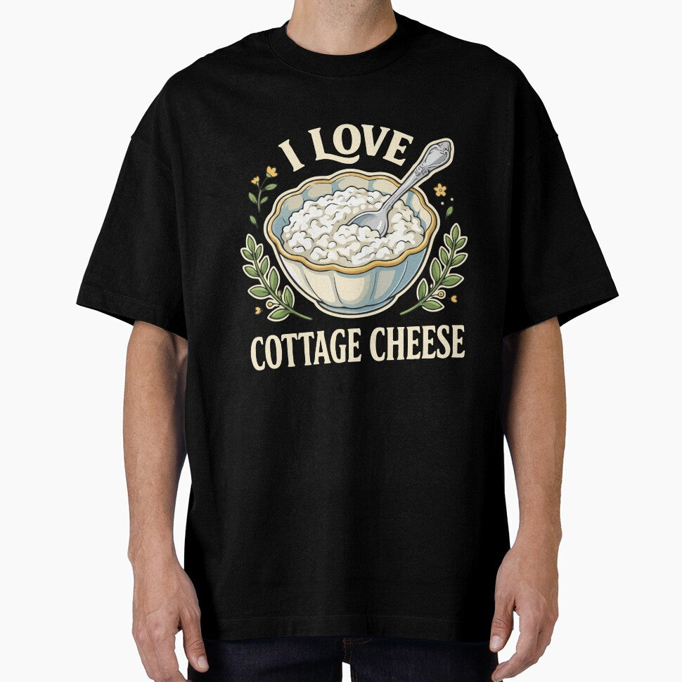 I Love Cottage Cheese Funny Food Lover Dairy Humor Retro by kiralynstration
