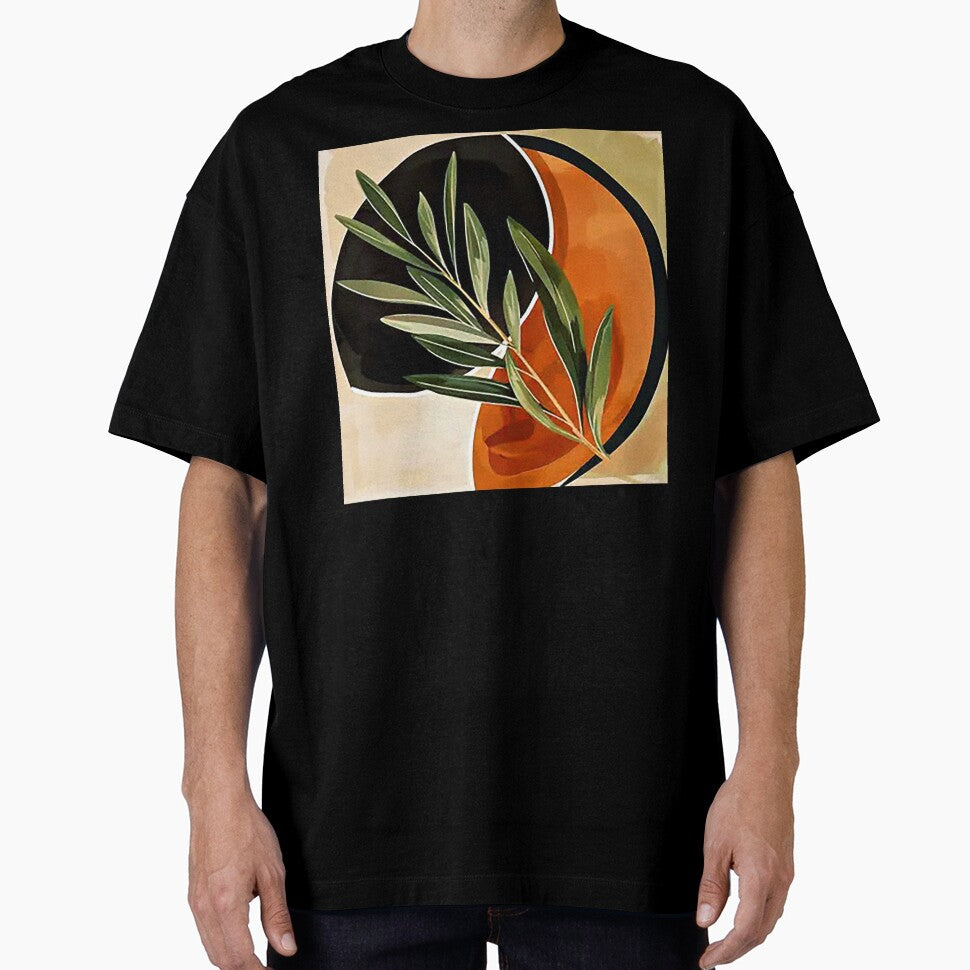 Boho Abstract Minimalist Leaf Design In Warm Earthtones by DEC02