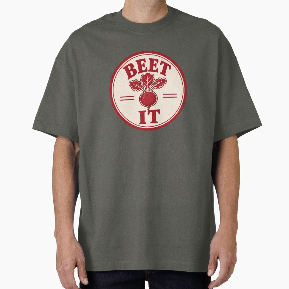 Beet It Funny Food Pun Badge by EastEndTownie
