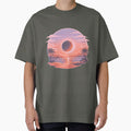 Sunset with eclipse, aesthetic design with soft colors by Moonshroomarts