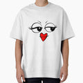 Love Heart lips Face with Lipstick & Eyelashes by whytealistair