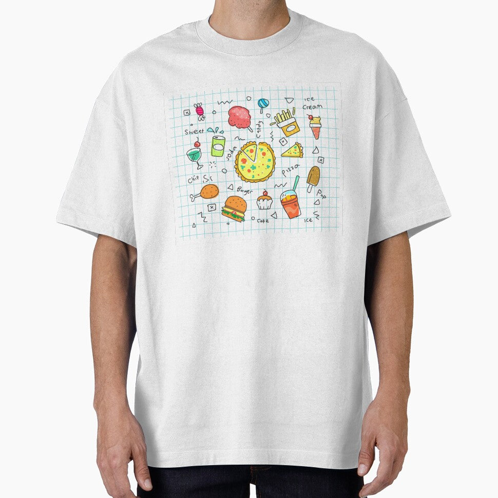 Colorful Cute Doodle Fast Food Pattern with Pizza Burgers and Ice Cream by QuotinTs