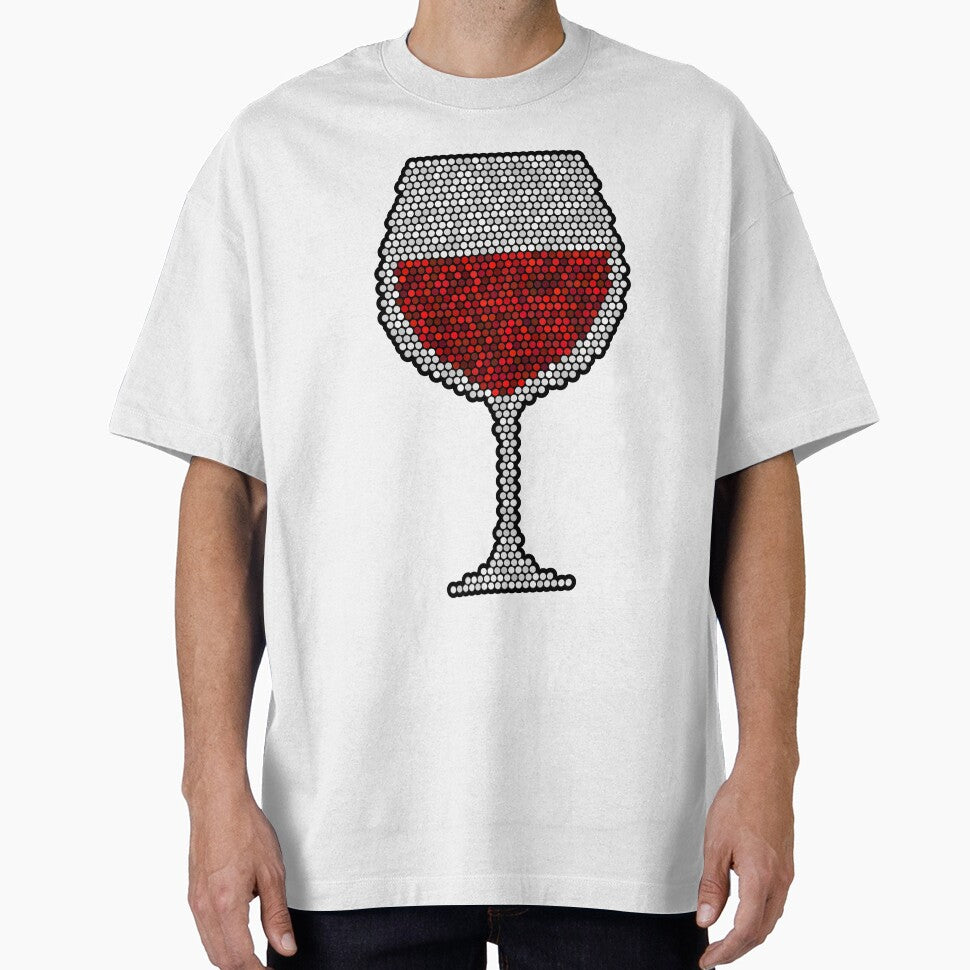Red Wine Glass Dot Art Mosaic by MSBM Designs