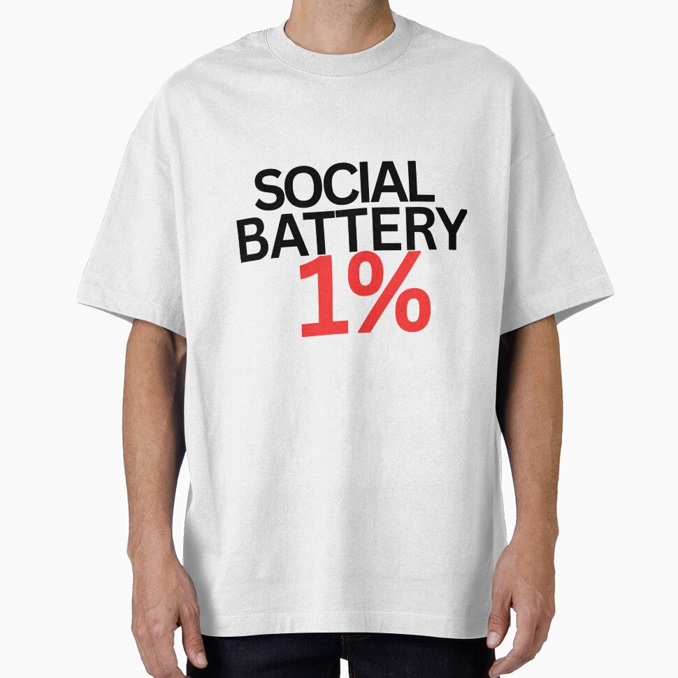 Social Battery 1% – Funny Introvert Minimal Design for Low Social Energy by StateForm