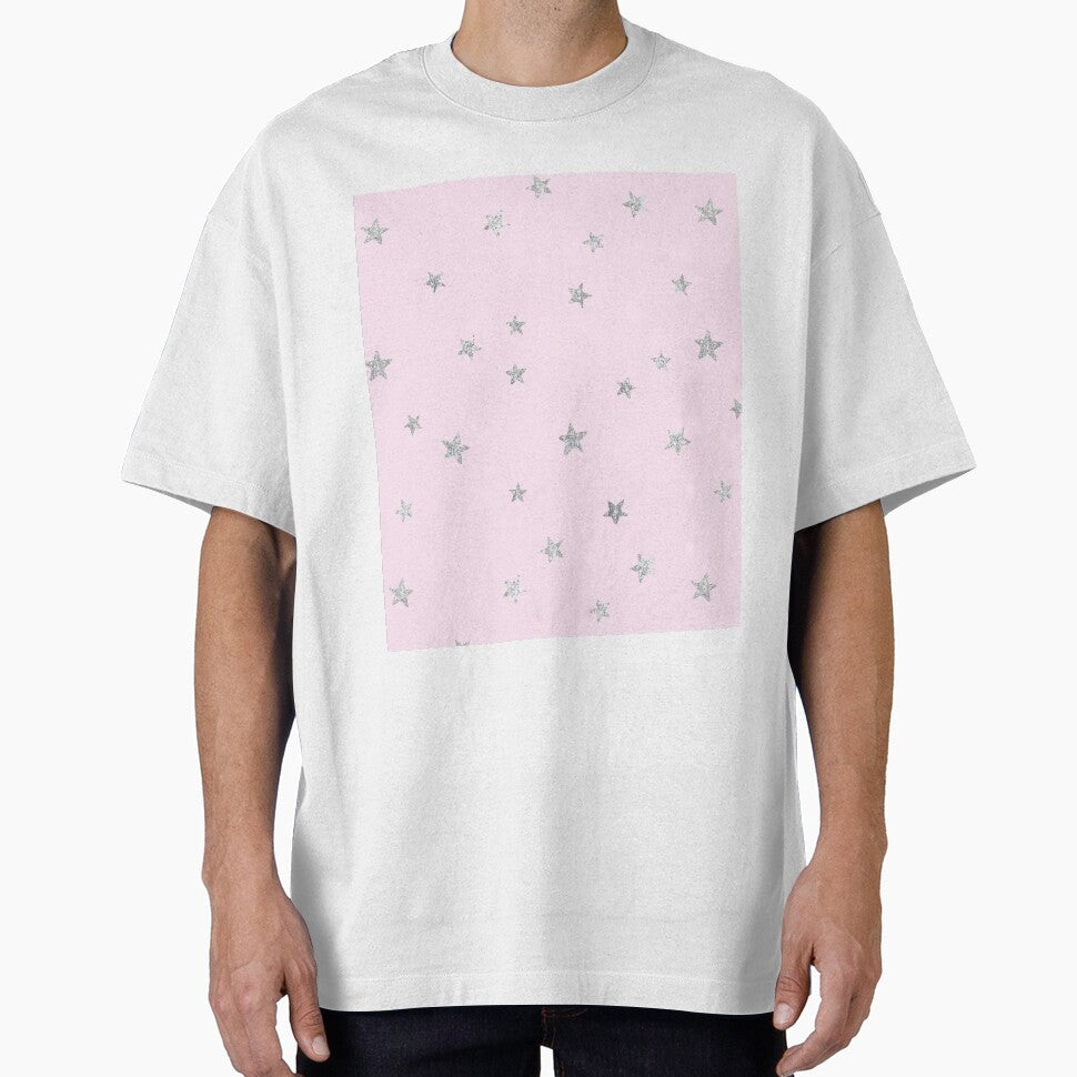 Pretty Y2K Glitter Stars Design in Baby Pink by Femme Pastel Collective