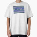 A knitted pattern in shades of dark blue and purple, with cream-colored stripes in a native boho style. by Nengsang