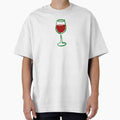 Red Wine Glass Doodle – Green and Red Line Art by EmeraldeaArt