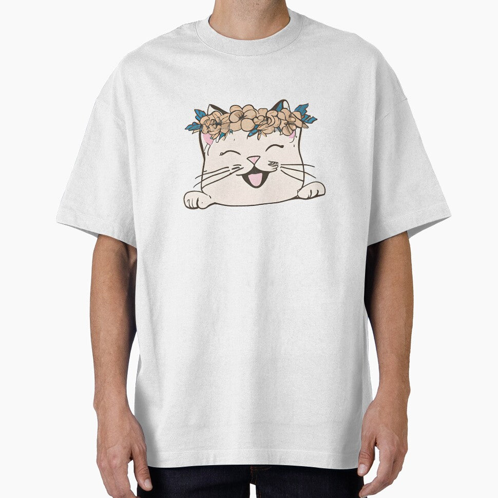 Cute Cat Meow  Smile with crown floral vintage by BOHOVIN