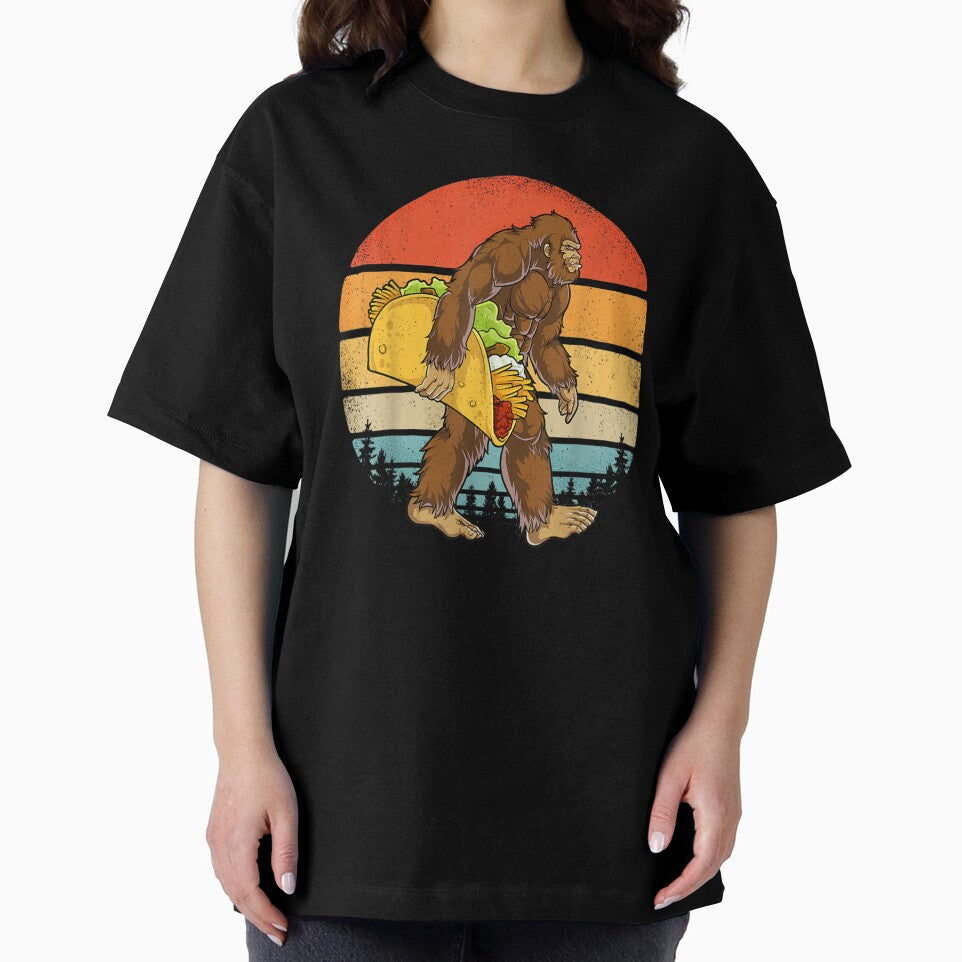 Bigfoot Carrying Taco Retro by HeatherJanis