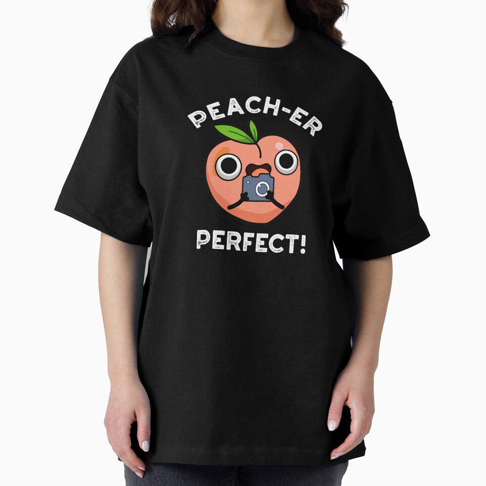 Peach-er Perfect Funny Peach Pun (Dark BG) by punnybone