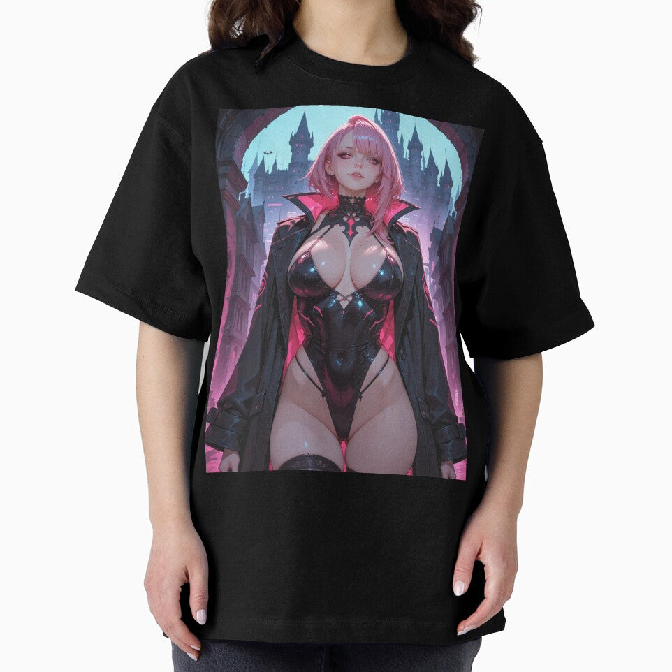 Anime waifu vampire cyberpunk with pink hair by Planet Utoppia