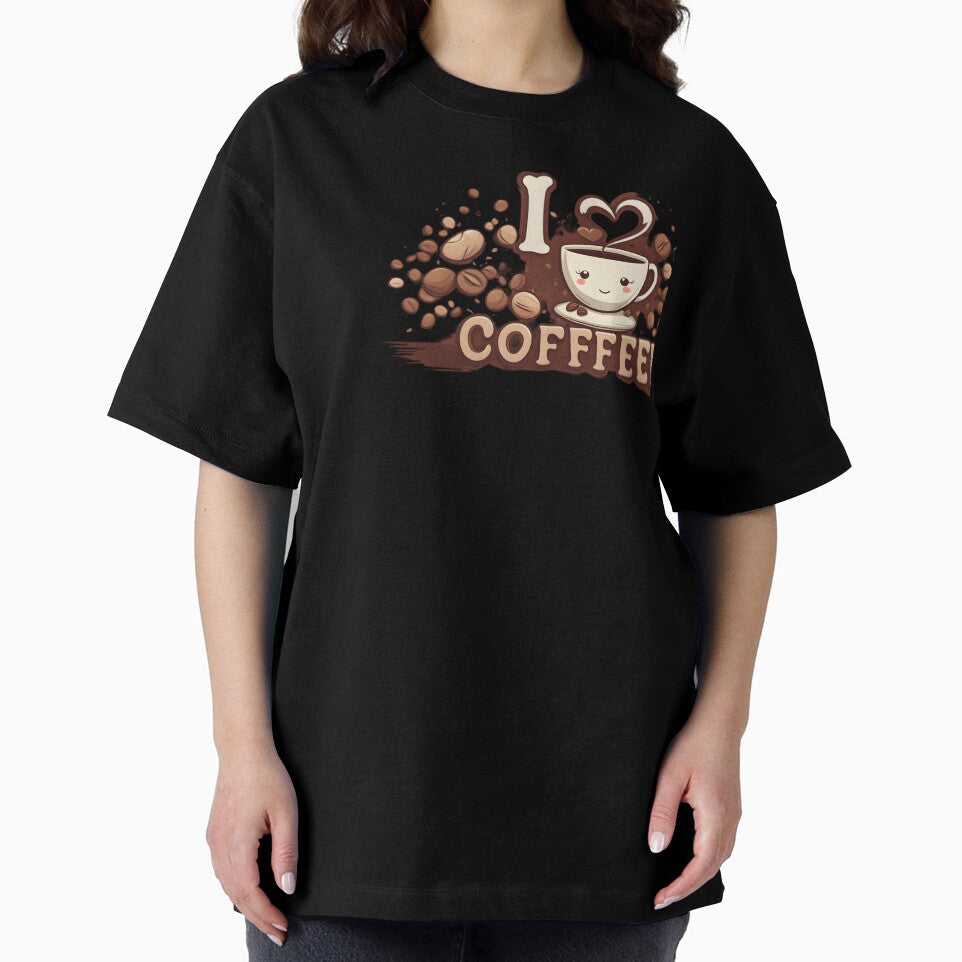I Love Coffee Cute Cup and Beans Illustration by DZ-Merch