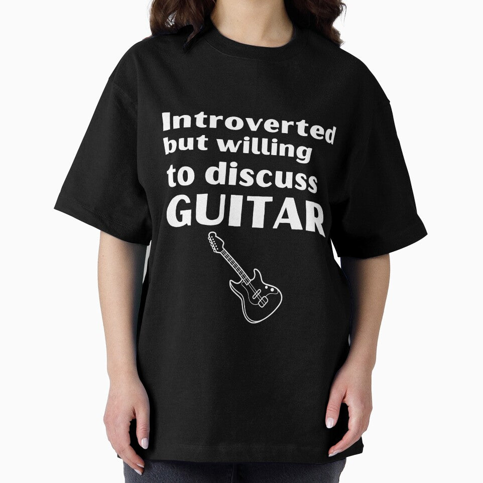 Introverted But Willing To Discuss Guitar Funny Introvert Tshirt by OldSkullDesigns