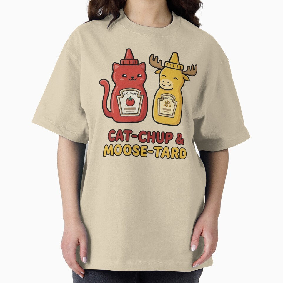 Cat-chup & Moose-tard – Funny Food Pun Animal Design by aiqdelicia