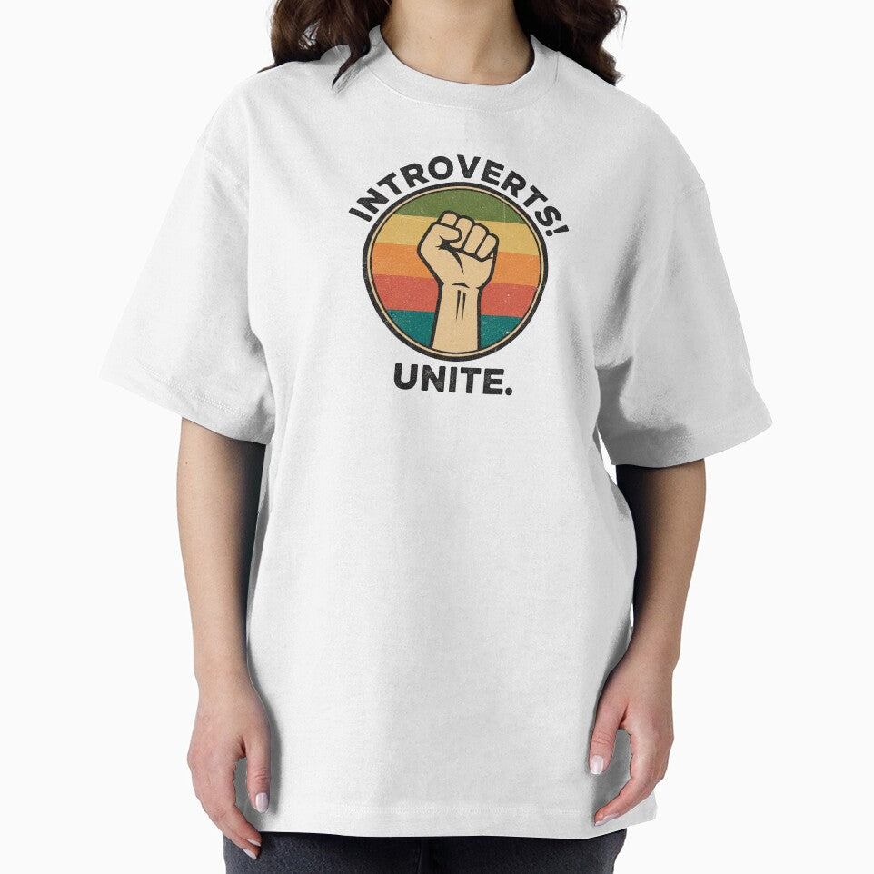 Copy of FUNNY QUOTES Introverts Unite – Vintage Fist Retro Introvert Statement Design by C3J7
