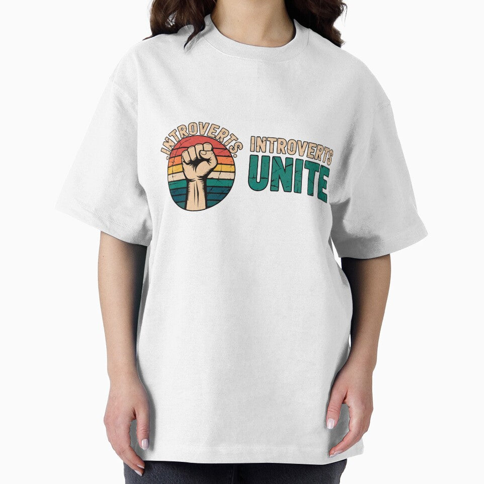 FUNNY QUOTES Introverts Unite – Vintage Fist Retro Introvert Statement Design by C3J7