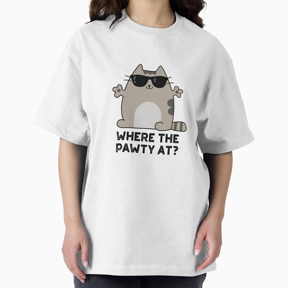 Where The Paw-ty At Funny Party Cat Pun by punnybone