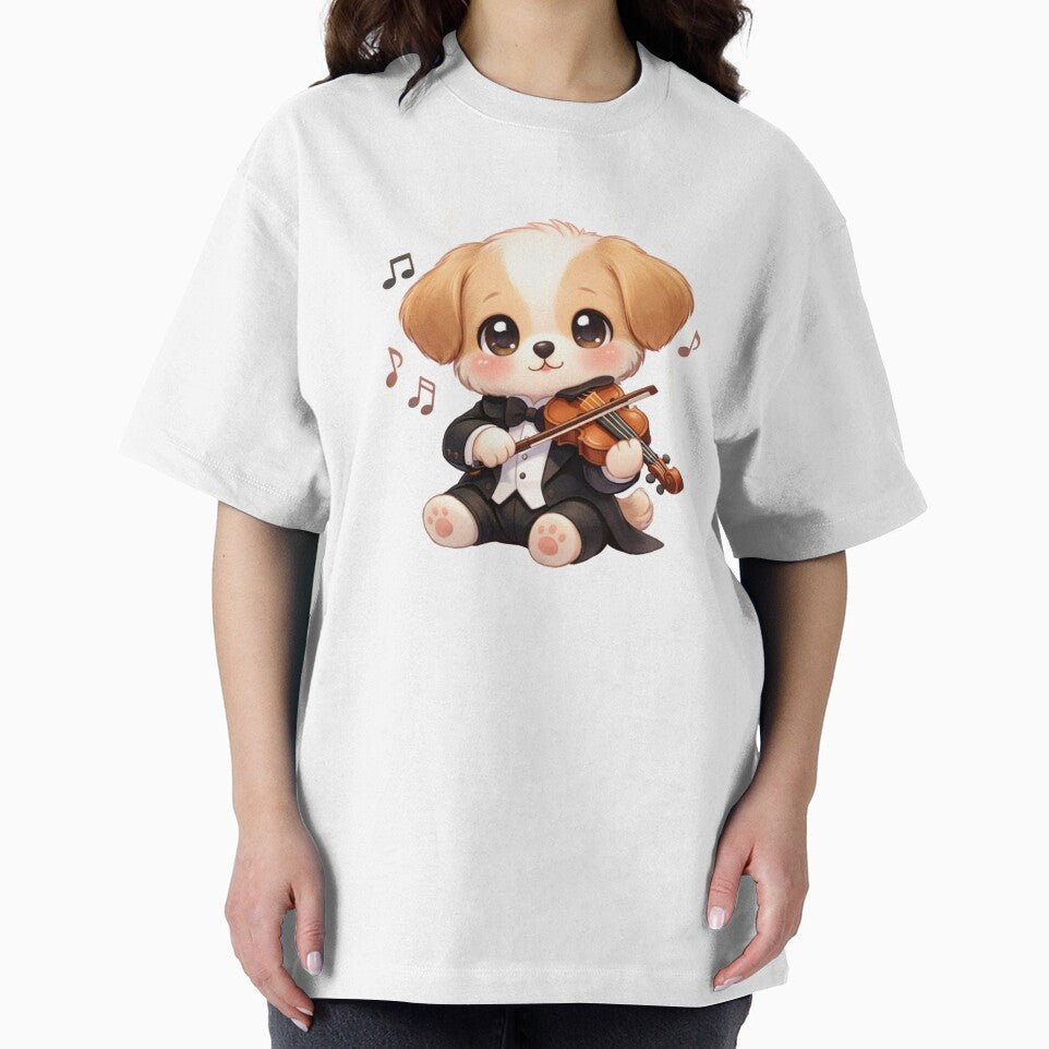 Elegant Kawaii Puppy Violonist - Cute Pastel Dog Playing Music. by Lylysun
