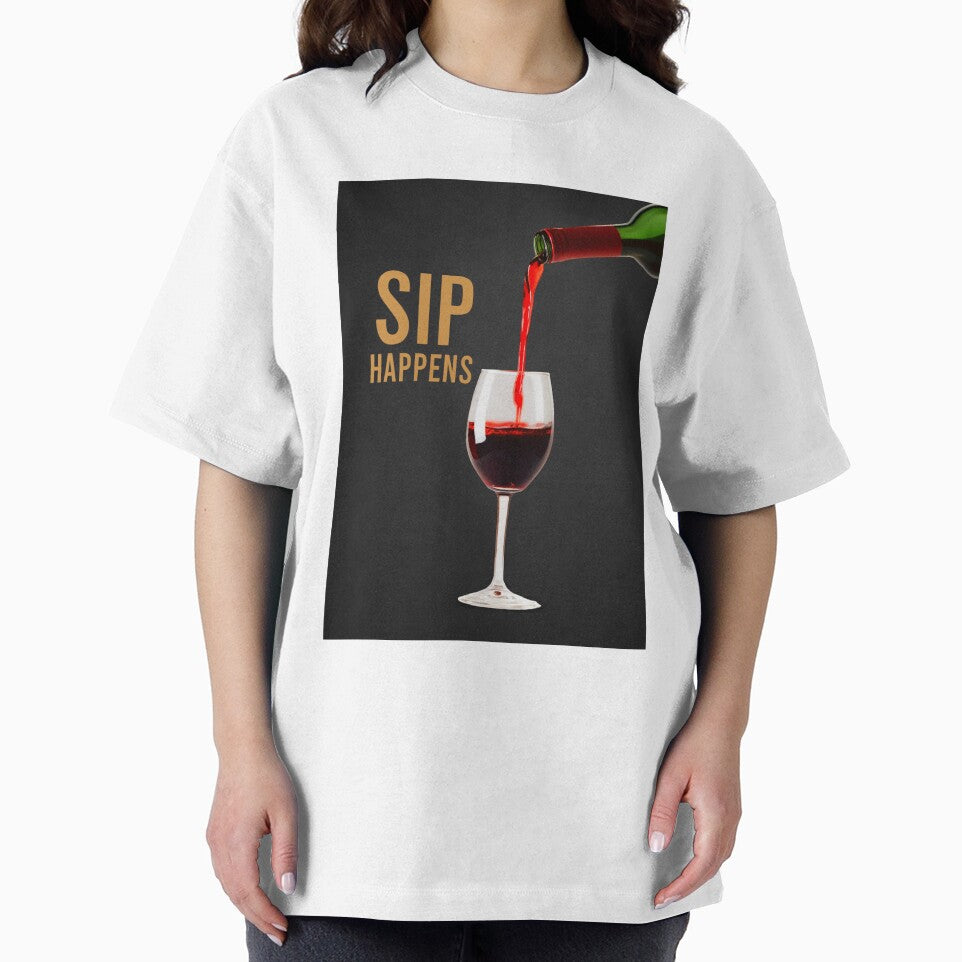 Sip Happens Wine Aesthetic Art by Sasitee