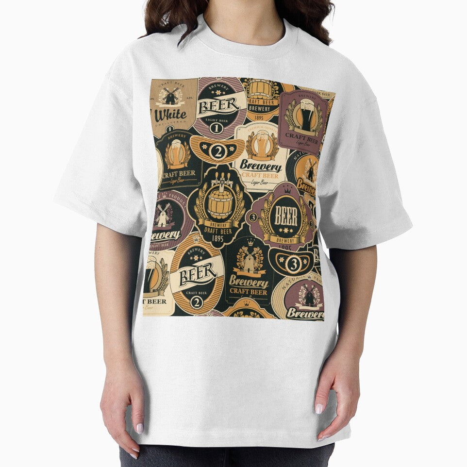 beer with various beer labels with images of barrels, beer glasses, mills, laurel wreathes by Huynhdesign