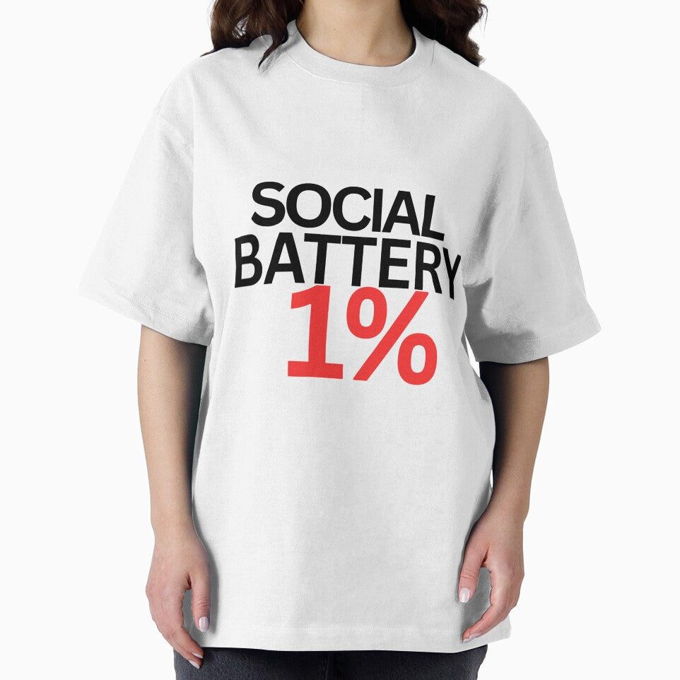 Social Battery 1% – Funny Introvert Minimal Design for Low Social Energy by StateForm