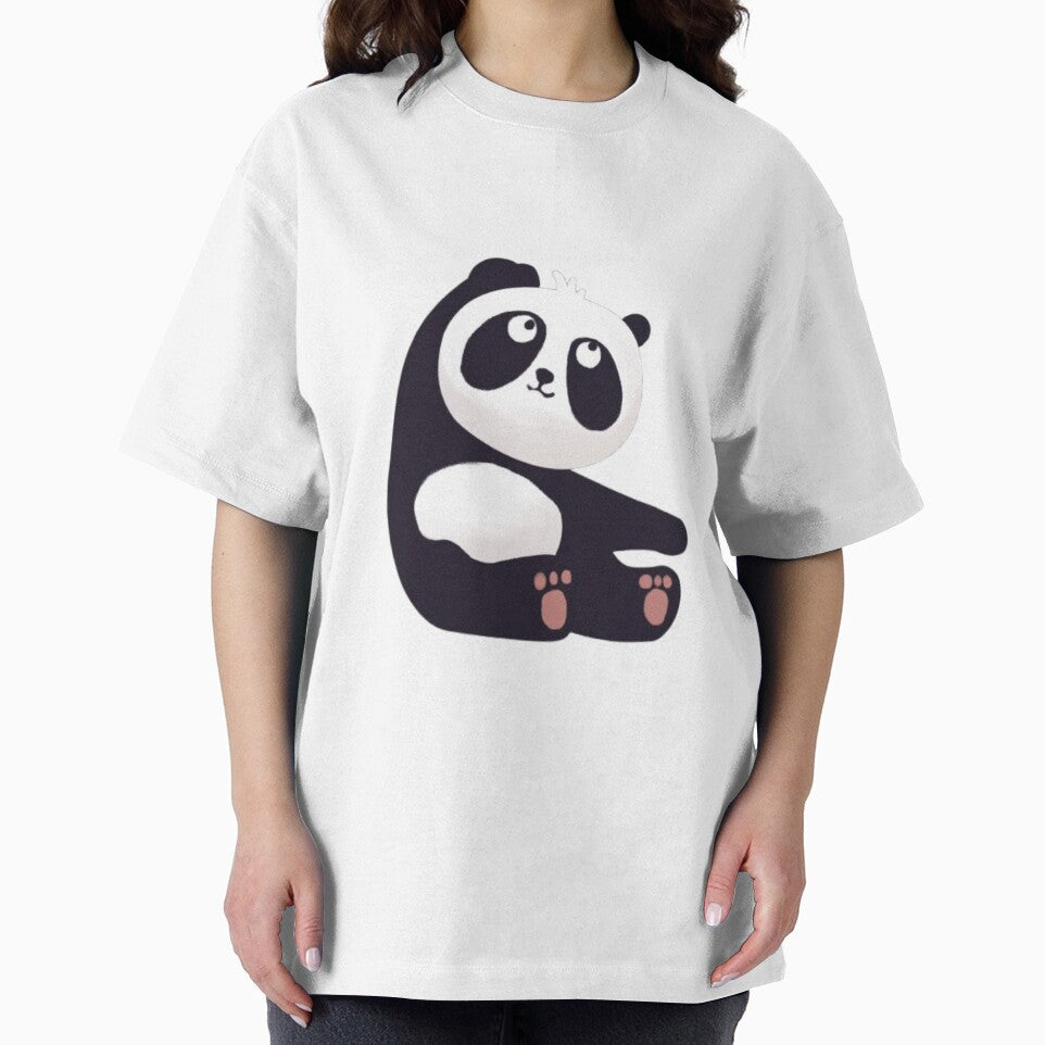 Soft Panda Gazing Up Textured Art | Kawaii Panda Aesthetic Gift for Her | Cute Panda Hoodie Tee by SOLIORA  ATELIER
