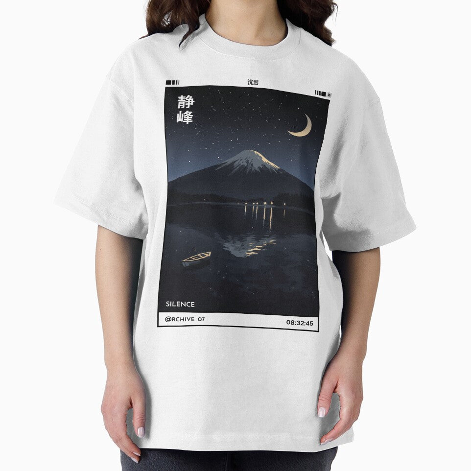 Silent Peak 静峰 | Japanese Mount Fuji Shirt | Minimal Zen Landscape WHITE by Cats&Kanji