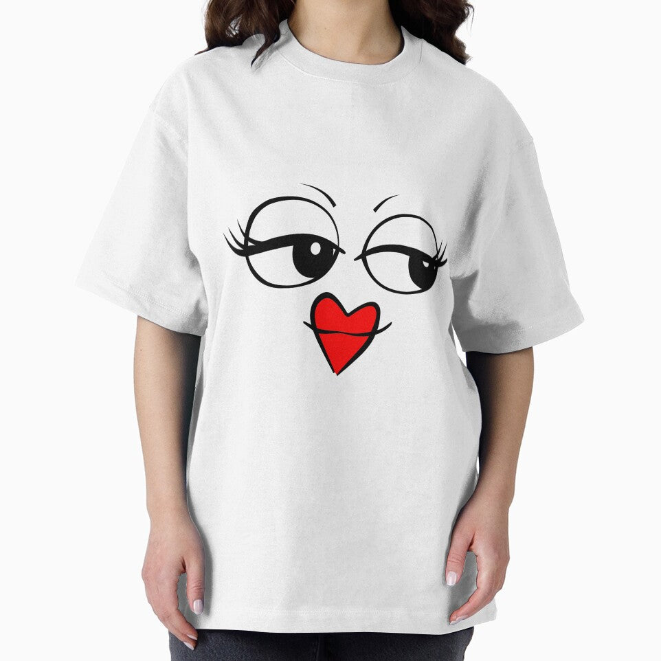 Love Heart lips Face with Lipstick & Eyelashes by whytealistair