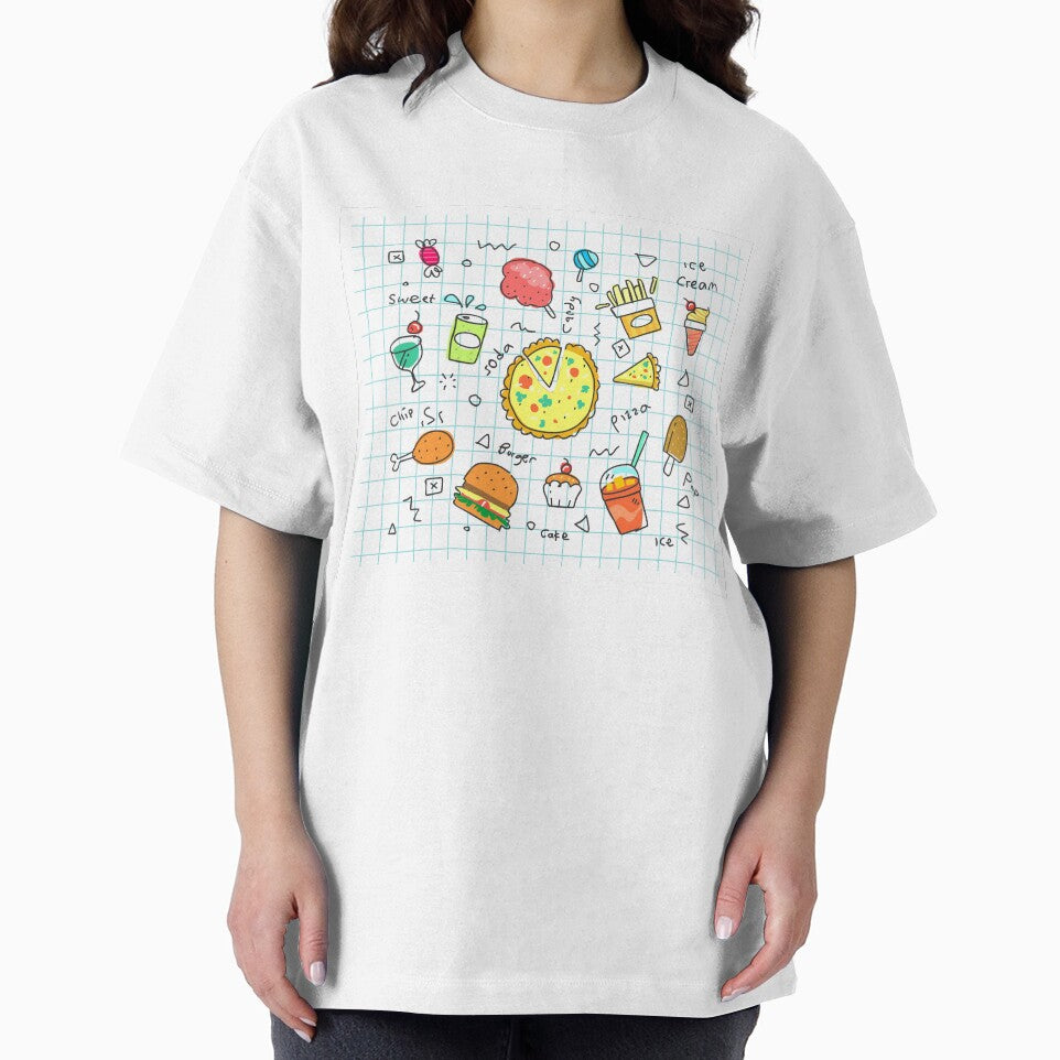 Colorful Cute Doodle Fast Food Pattern with Pizza Burgers and Ice Cream by QuotinTs