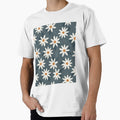 Boho Daisies Floral Print In Midnight Teal by Avenie