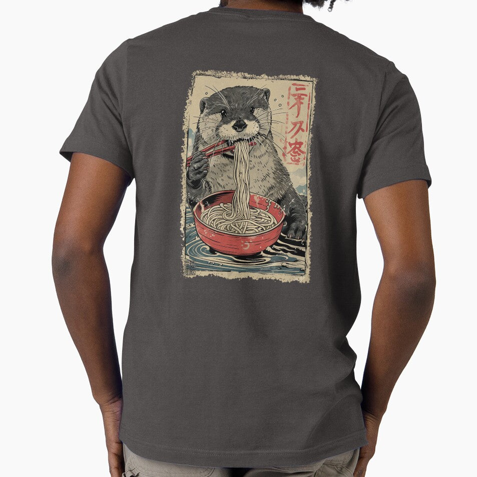 Otter Ramen Noodles – Kawaii Japanese Food Art T-Shirt by Gaviani Design Studio