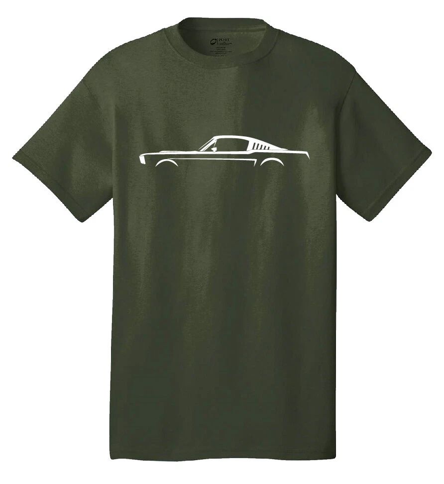 1965-66 Ford Mustang Silhouette Muscle Cars Racing Fastback 302 Tee (1)