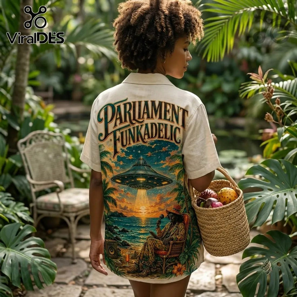 Parliament Funkadelic Beige Hawaiian Shirt